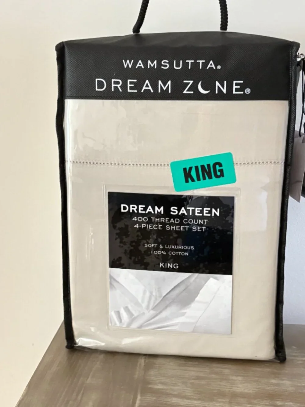 Wamsutta Dream Zone Sateen Beige 400 TC 4 Piece Cotton King Sheet Set New